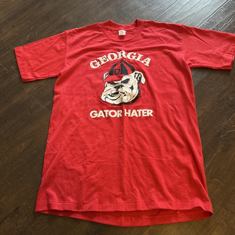 VTG  80s‎ Univ Of Georgia Bulldogs Single Stitch Tshirt L Soft  Gator Hater